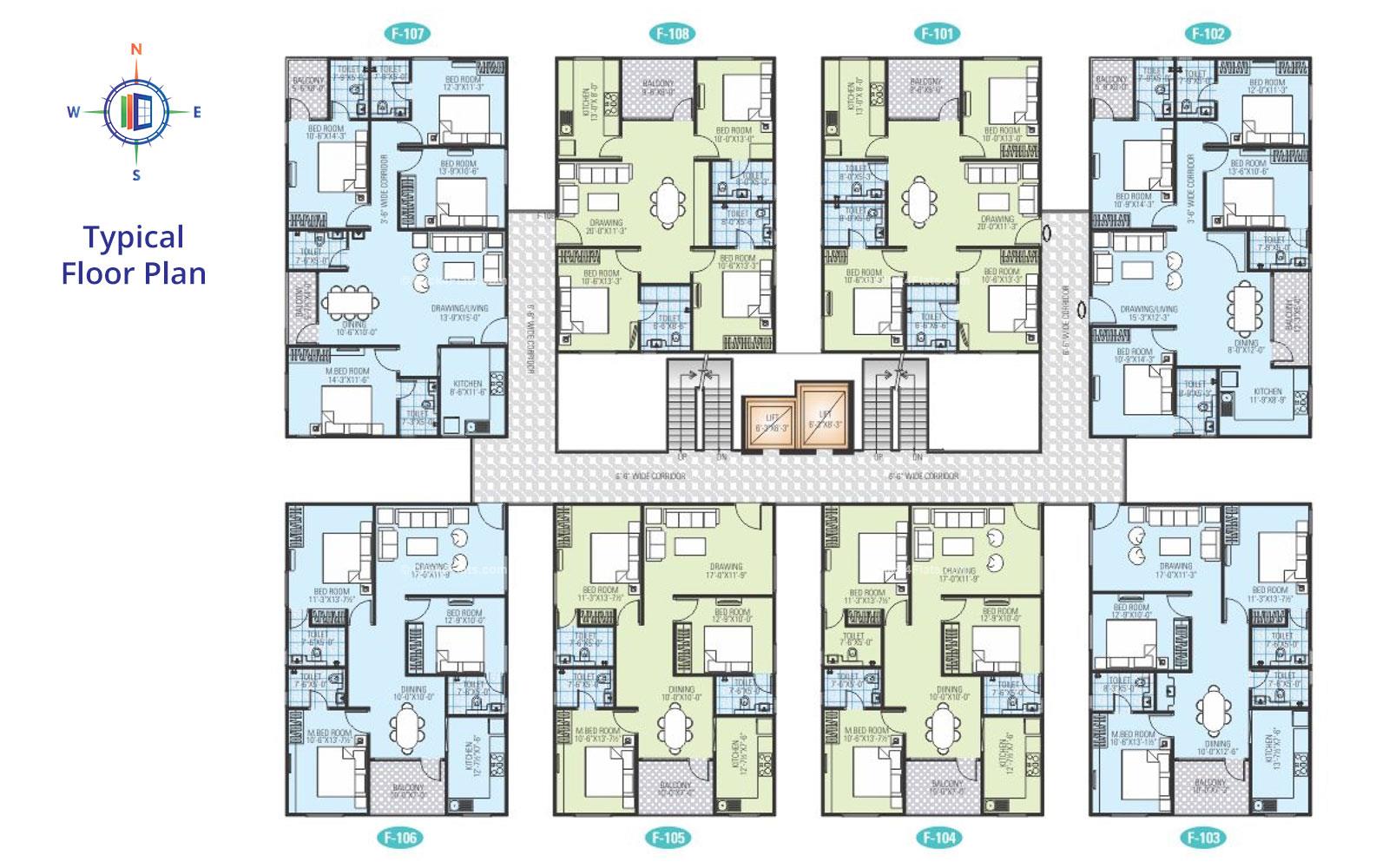 Krishna Residency Typical Floor Plan