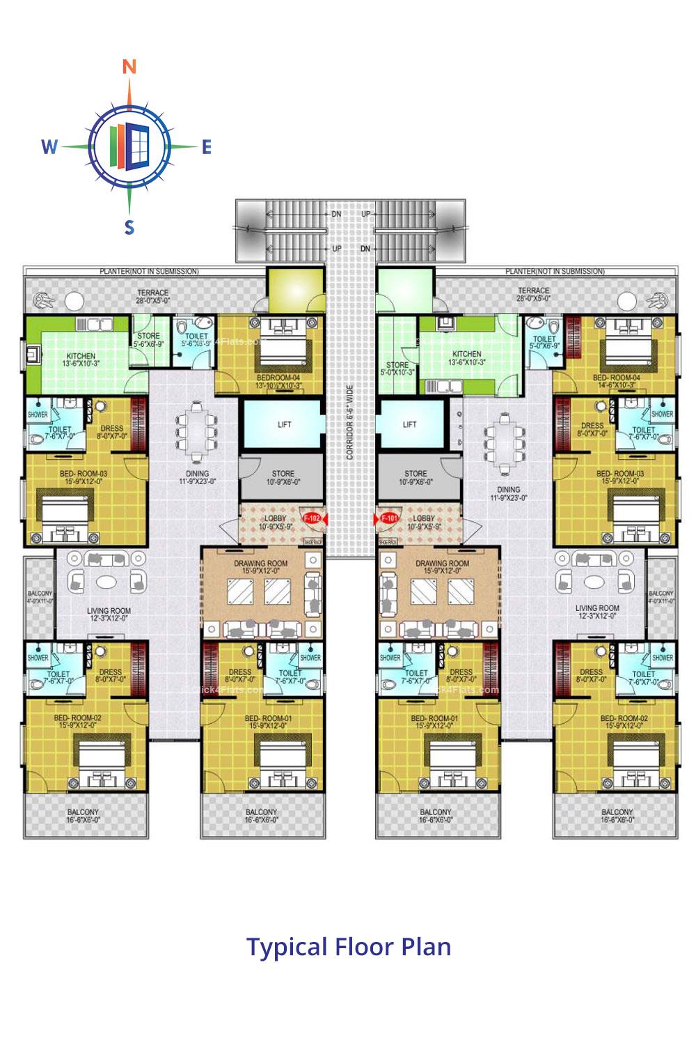 Chandra Mahal Typical Floor Plan