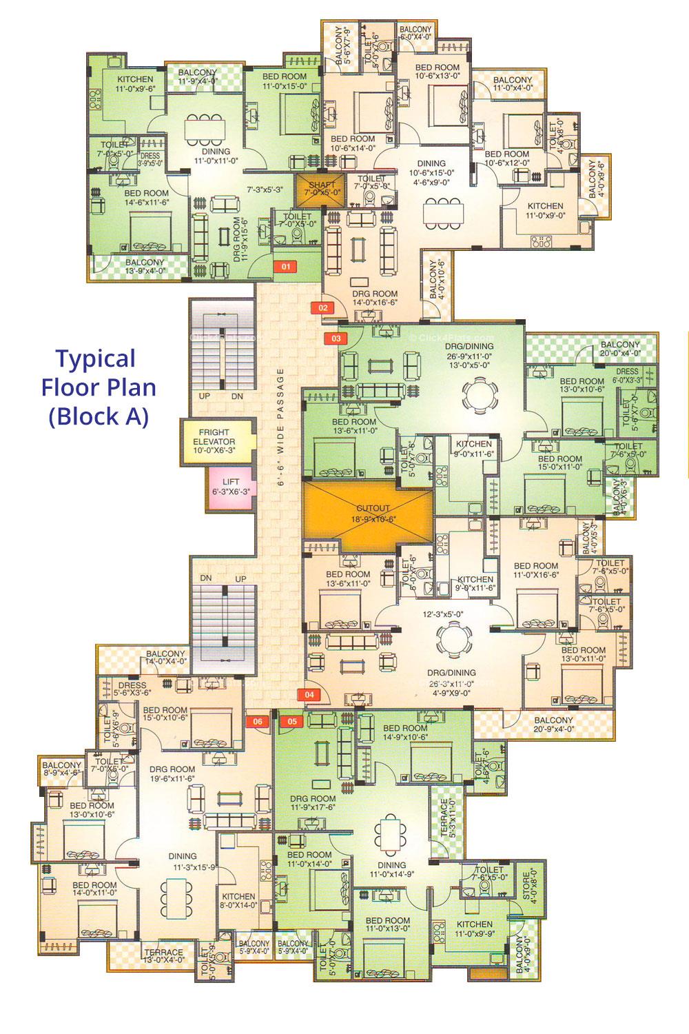 Shivgyan Enclave Typical Floor Plan (Block A)
