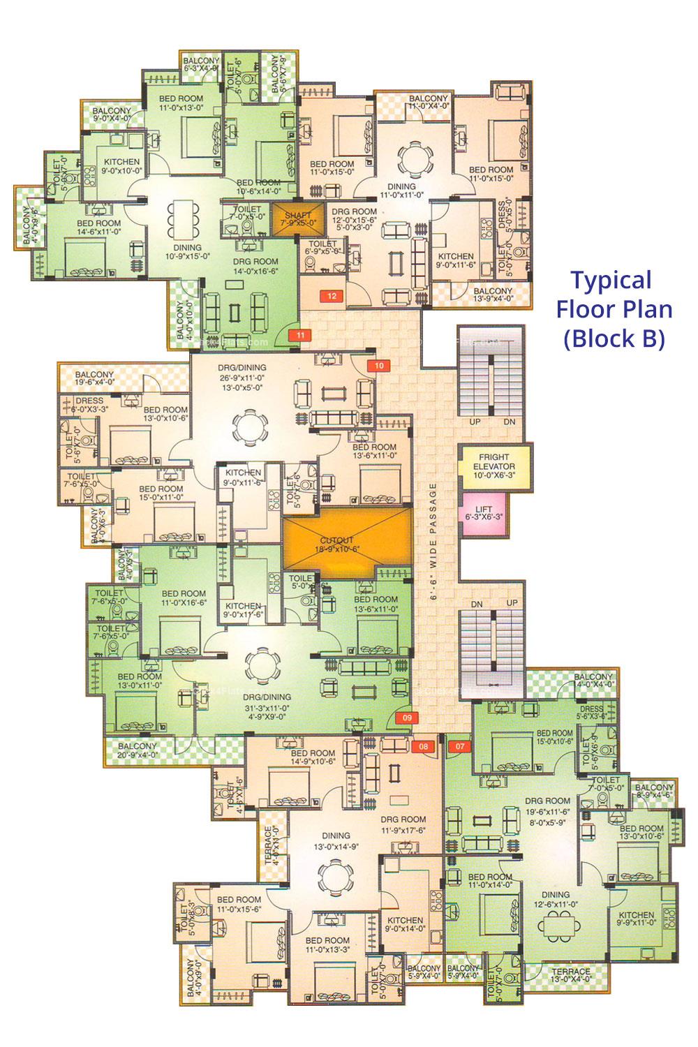 Shivgyan Enclave Typical Floor Plan (Block B)