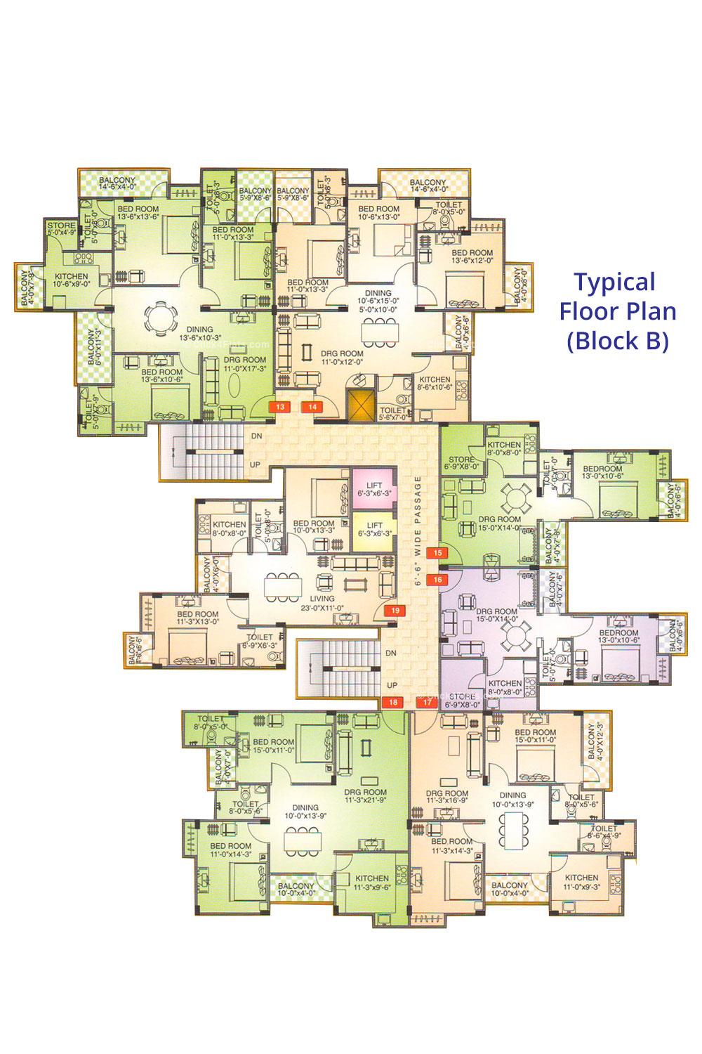 Shivgyan Enclave Typical Floor Plan (Block C)