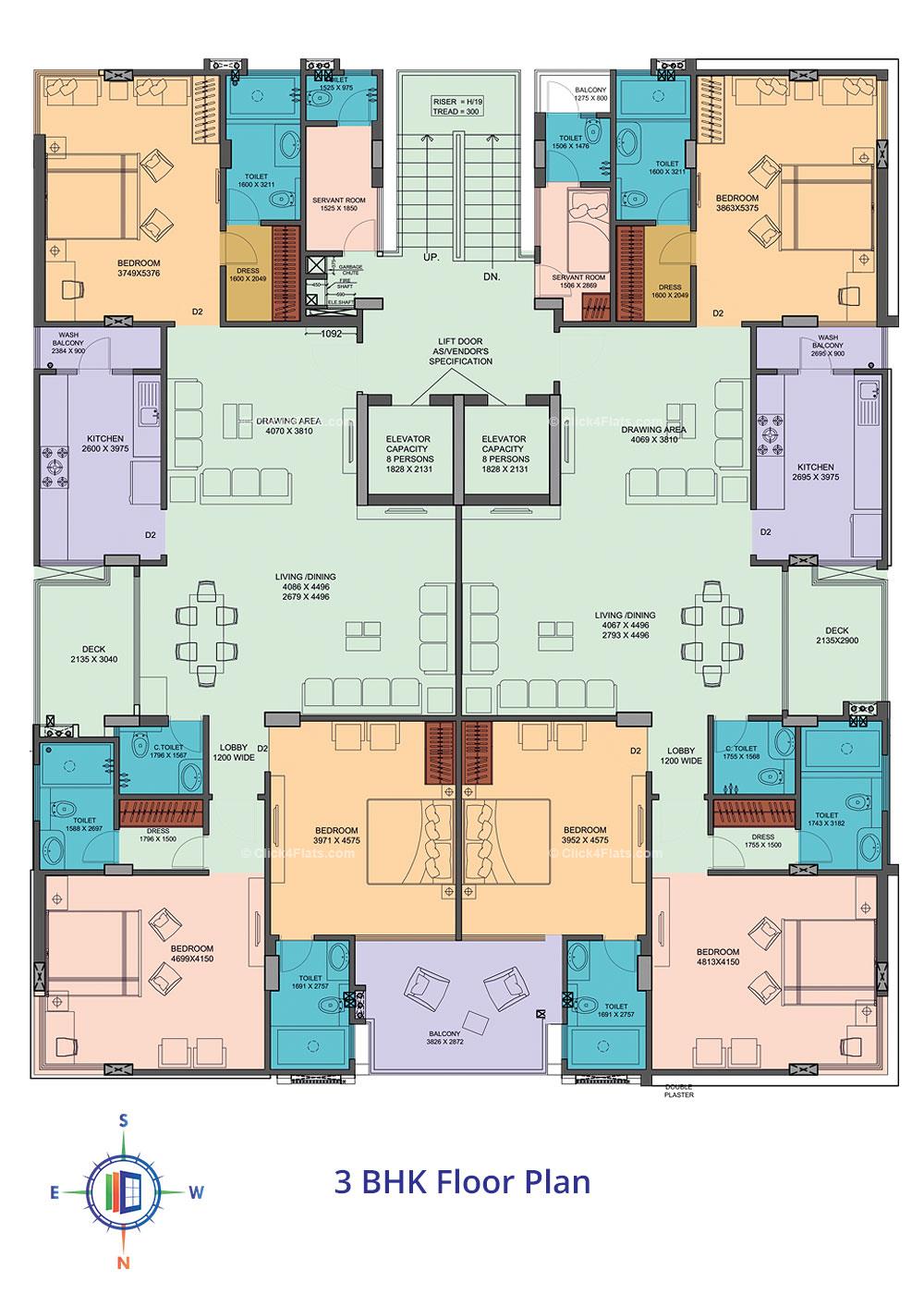 Ridhiraj Bungalow 8 3BHK Floor Plan