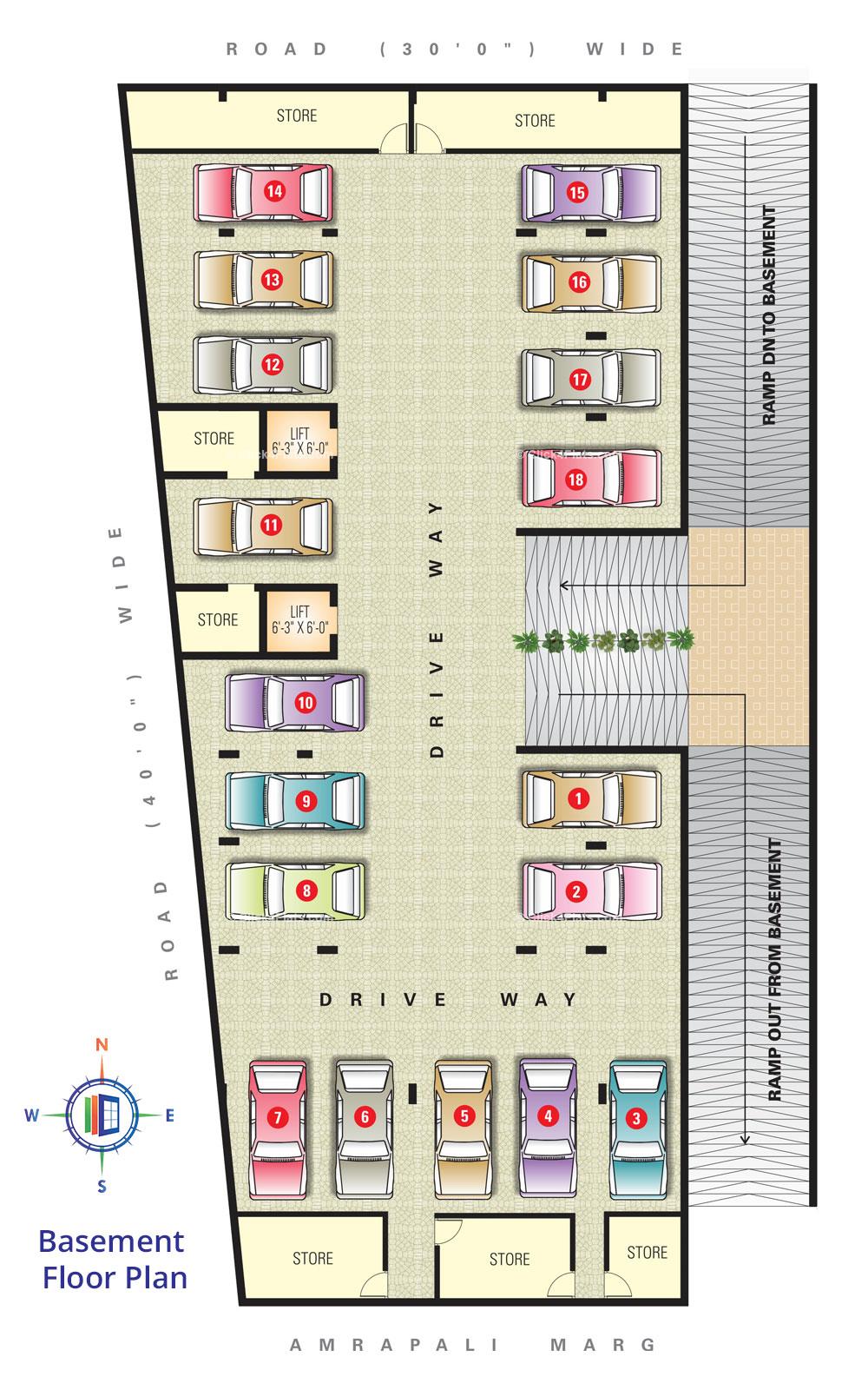 SDC Aishwarya Heights Basement Floor Plan