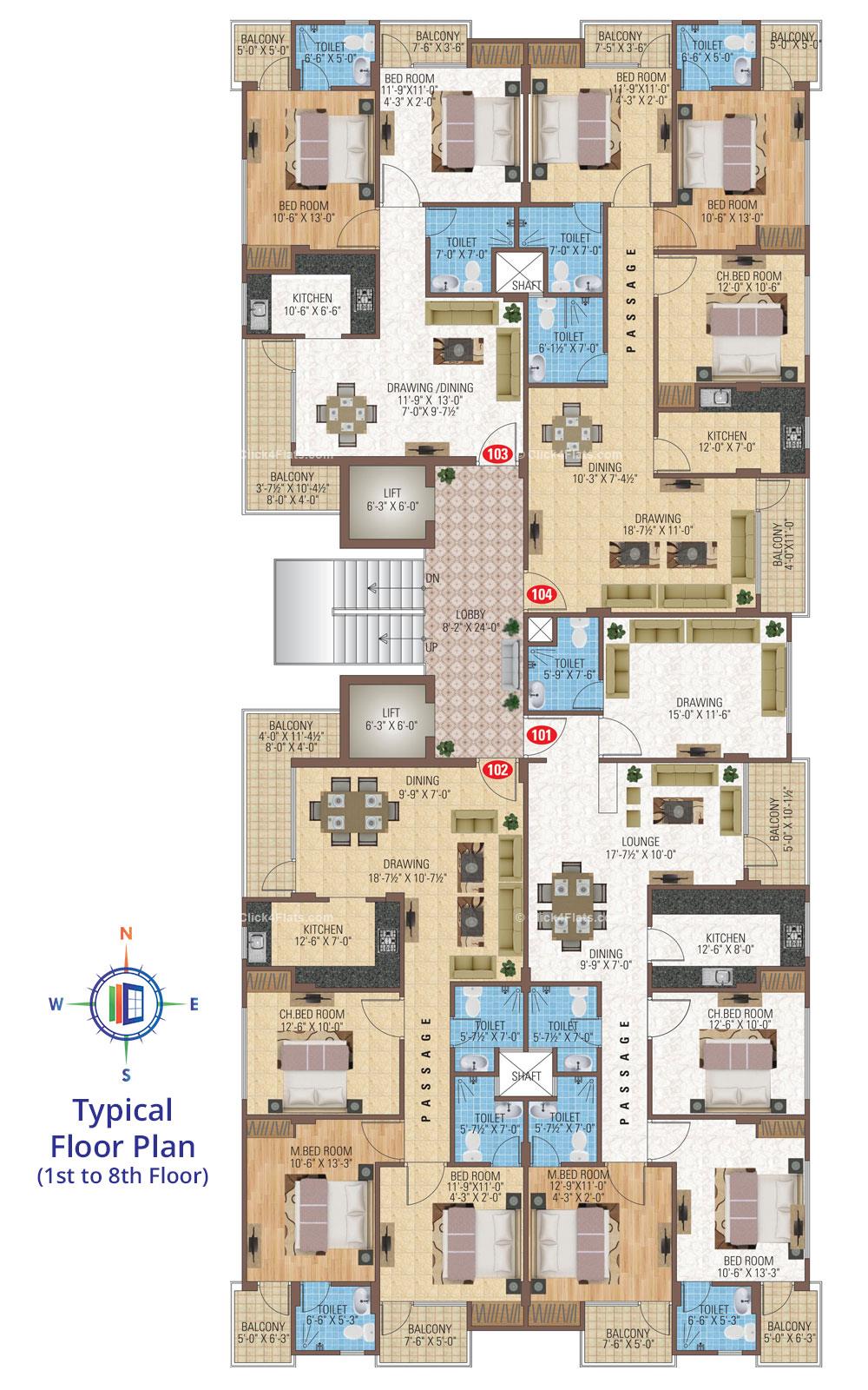 SDC Aishwarya Heights Typical Floor Plan