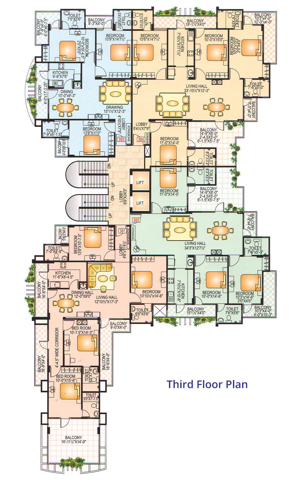 Vaibhav Paradise Third Floor Plan