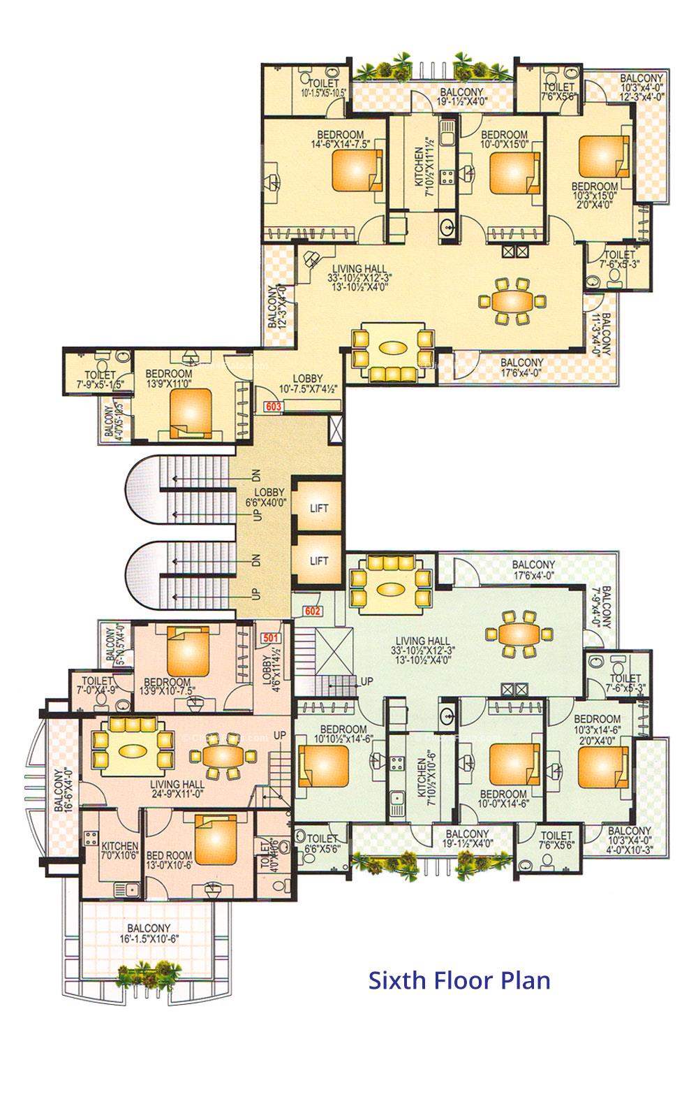 Vaibhav Paradise Sixth Floor Plan