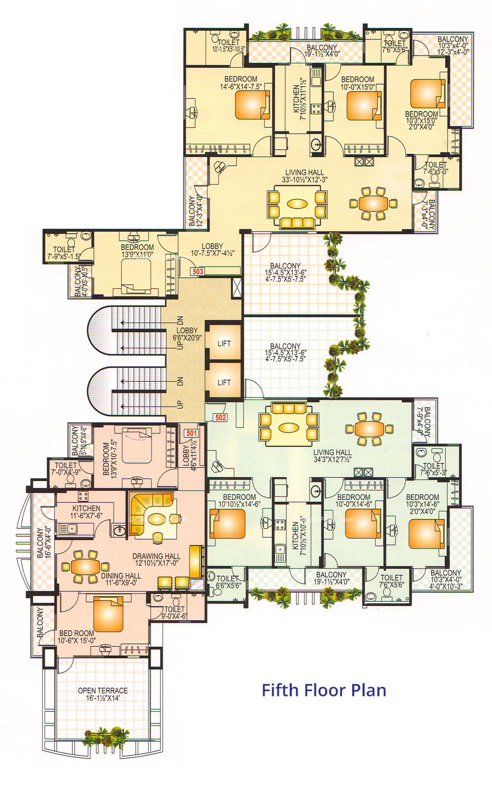 Vaibhav Paradise Fifth Floor Plan