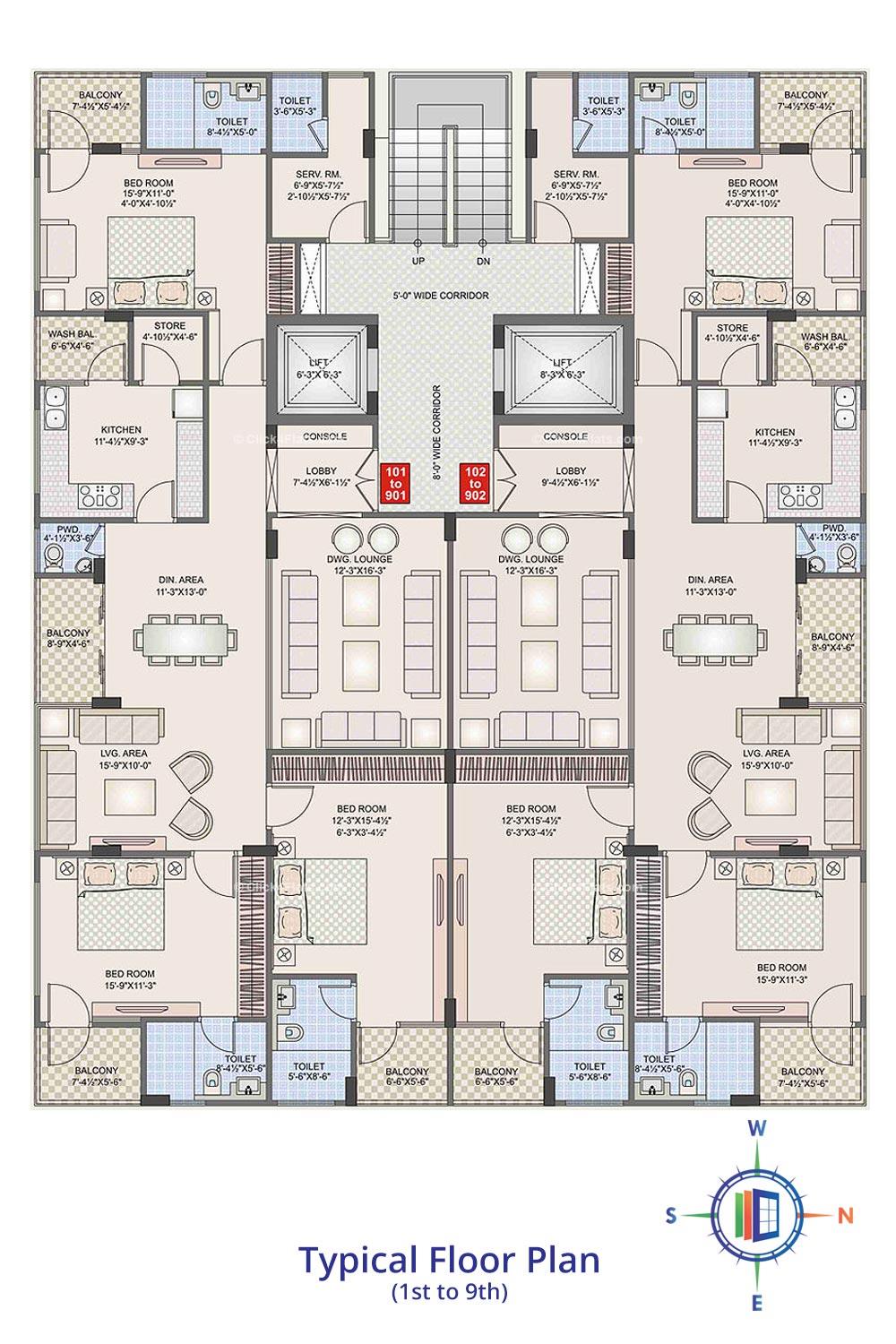 Pearl Prem Typical Floor Plan