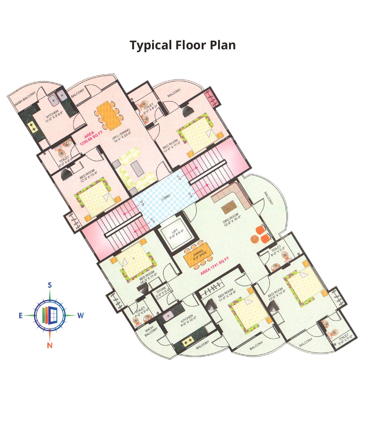 Deenbandhu Anukampa Residency Typical Floor Plan