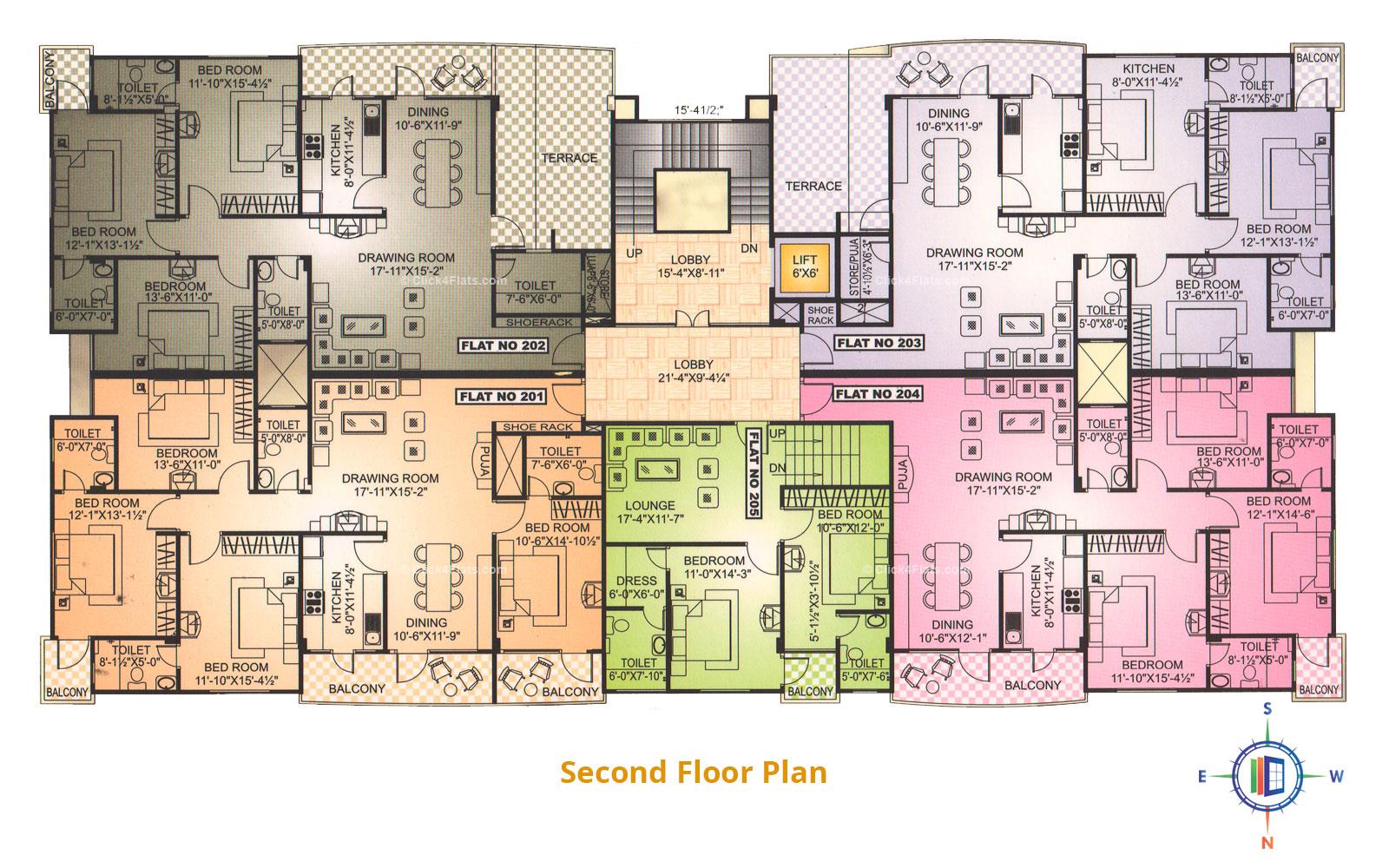 Prestige Residency Second Floor Plan