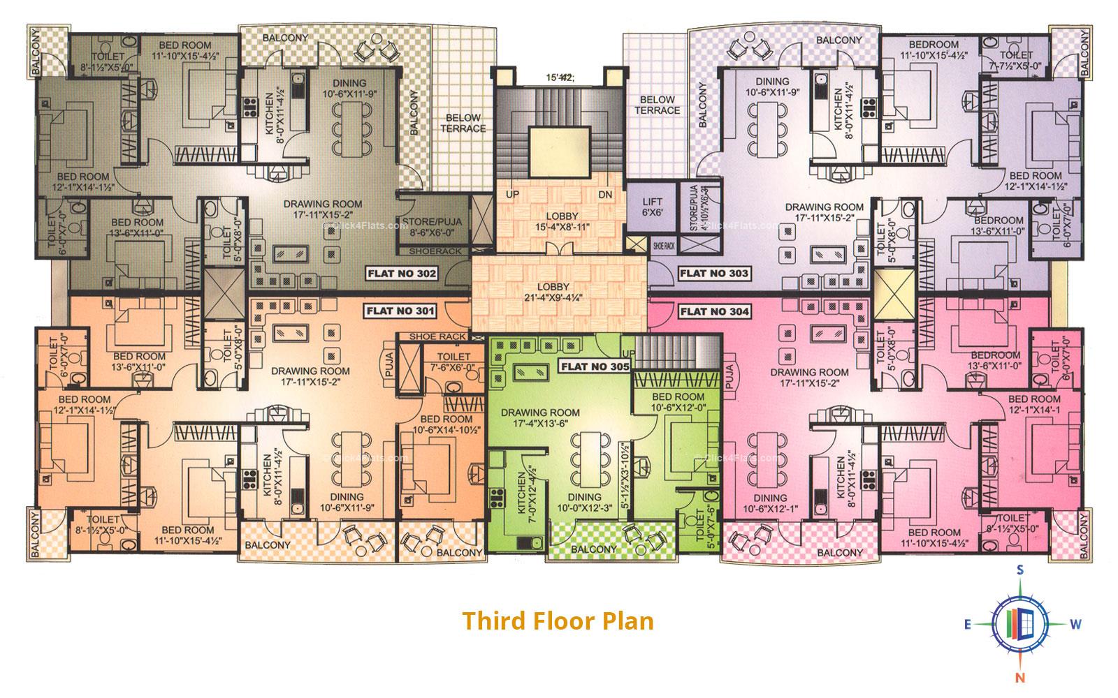 Prestige Residency Third Floor Plan