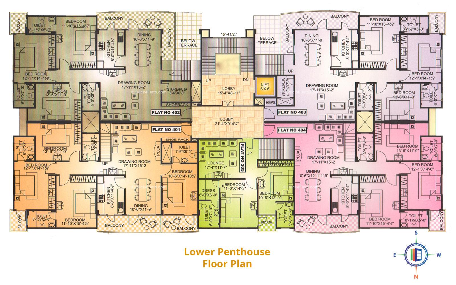Prestige Residency Lower Penthouse Floor Plan