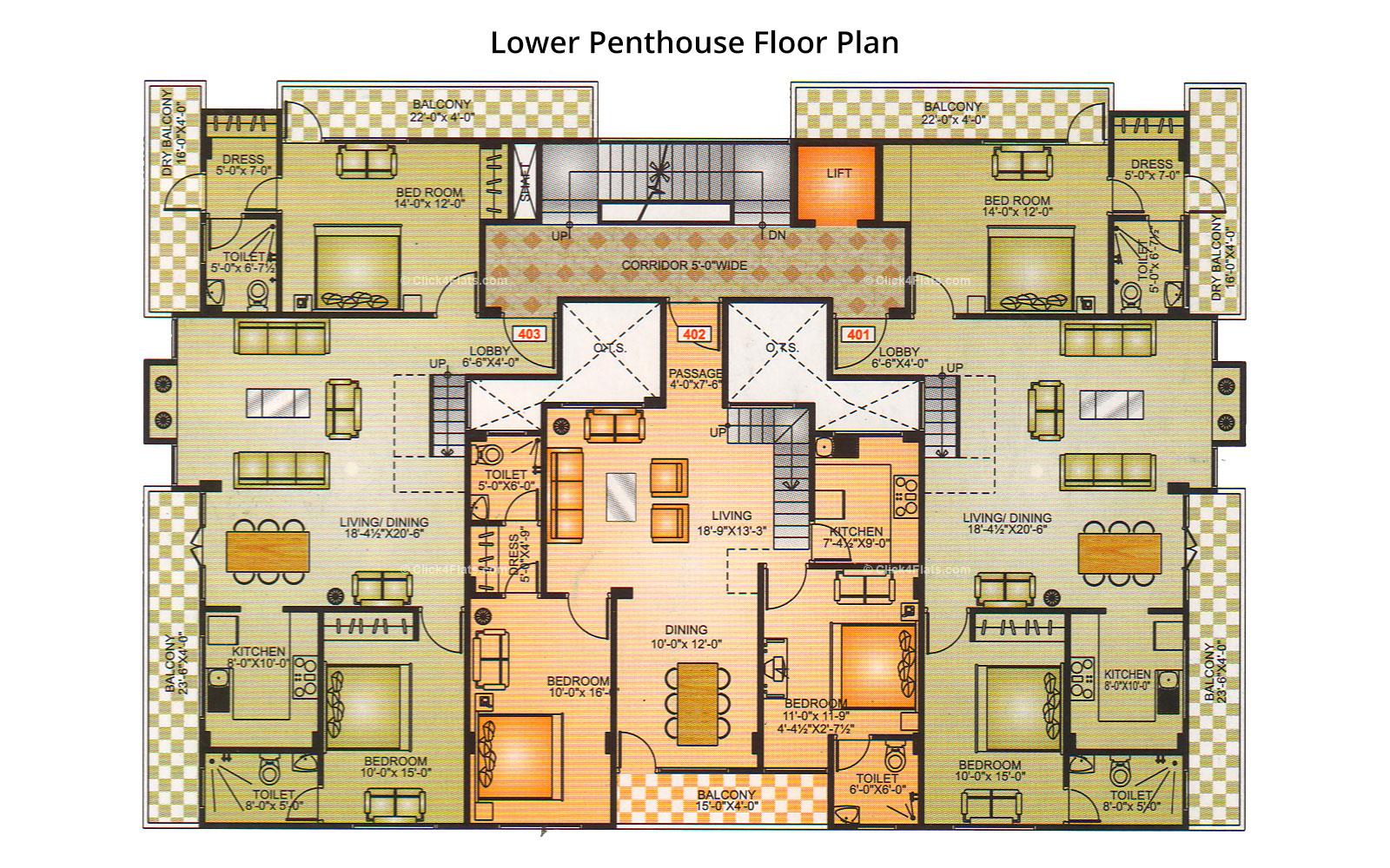 Coral Cedar Lower Penthouse Floor Plan