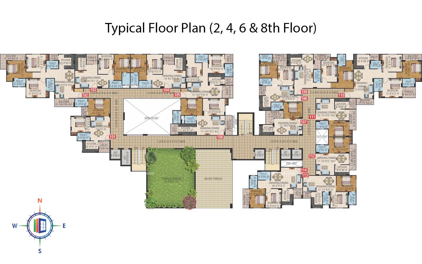 Sunshine Prime Typical Floor Plan (2, 4, 6 & 8th Floor)