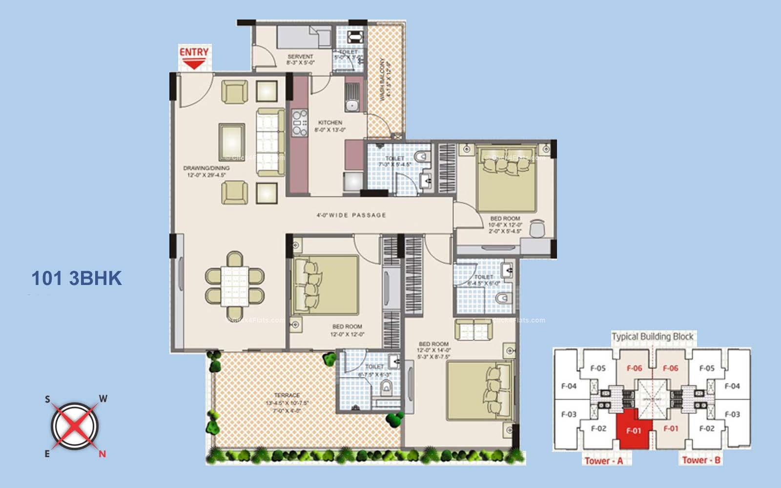 Sky Terraces 3 BHK 