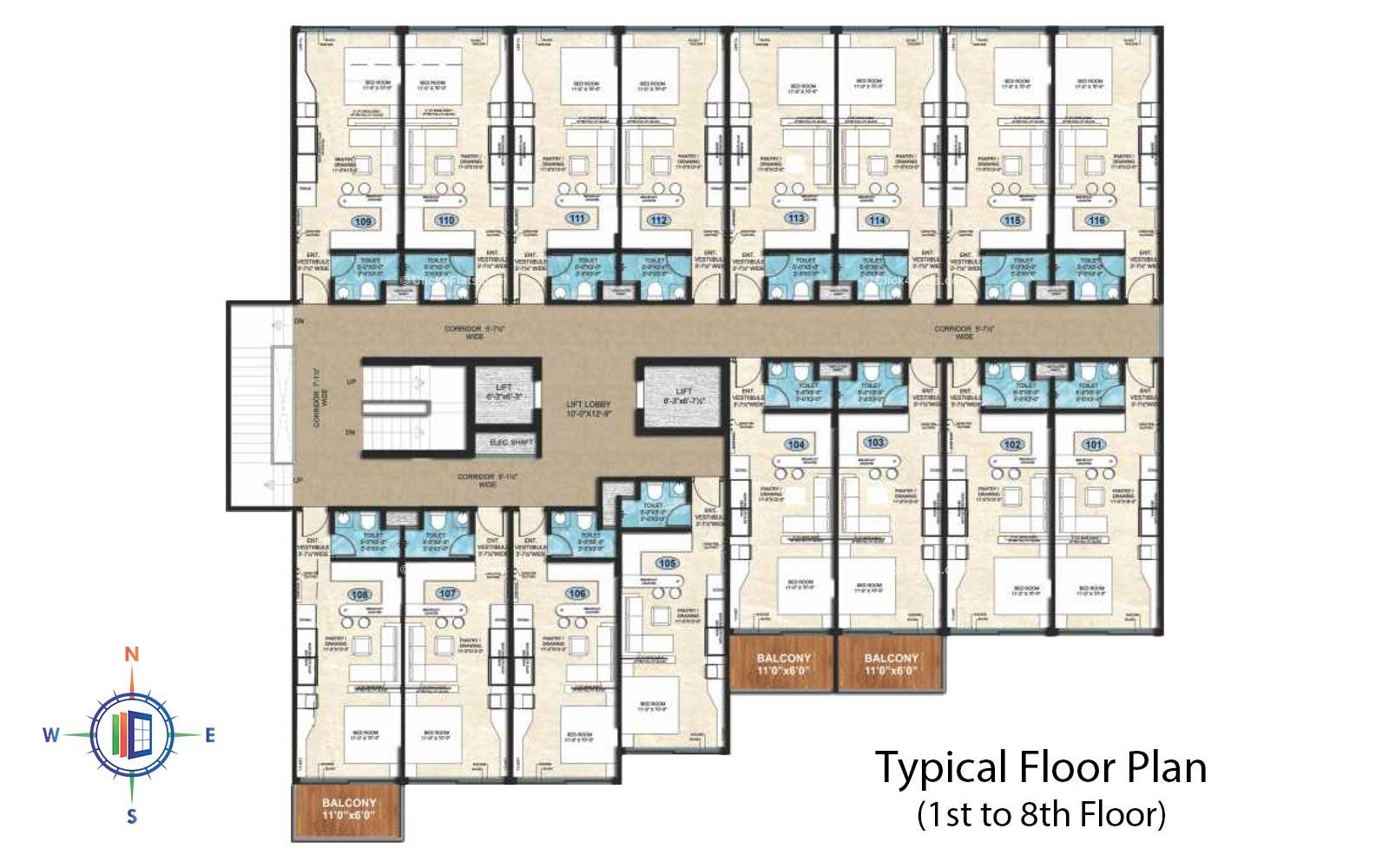 Upasana First Avenue Typical Floor Plan