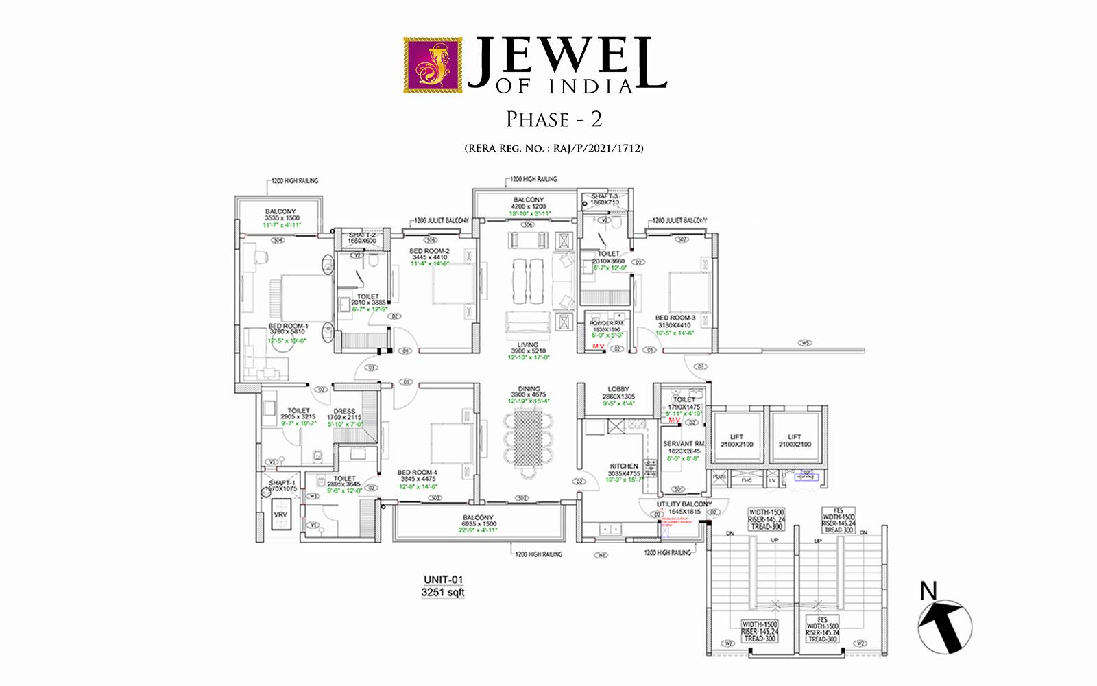 Jewel of India Phase-2 4 BHK 3251 square feet