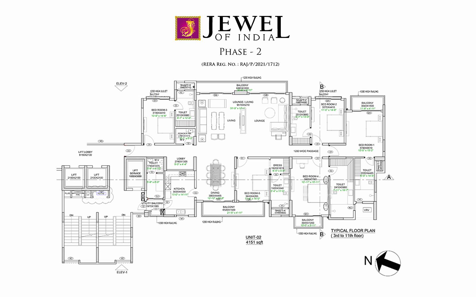 Jewel of India Phase-2 5 BHK 4151 square feet