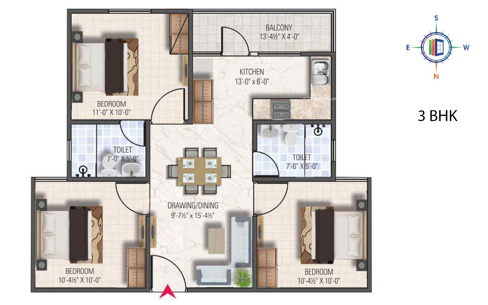 Sunshine Aditya 3 BHK 