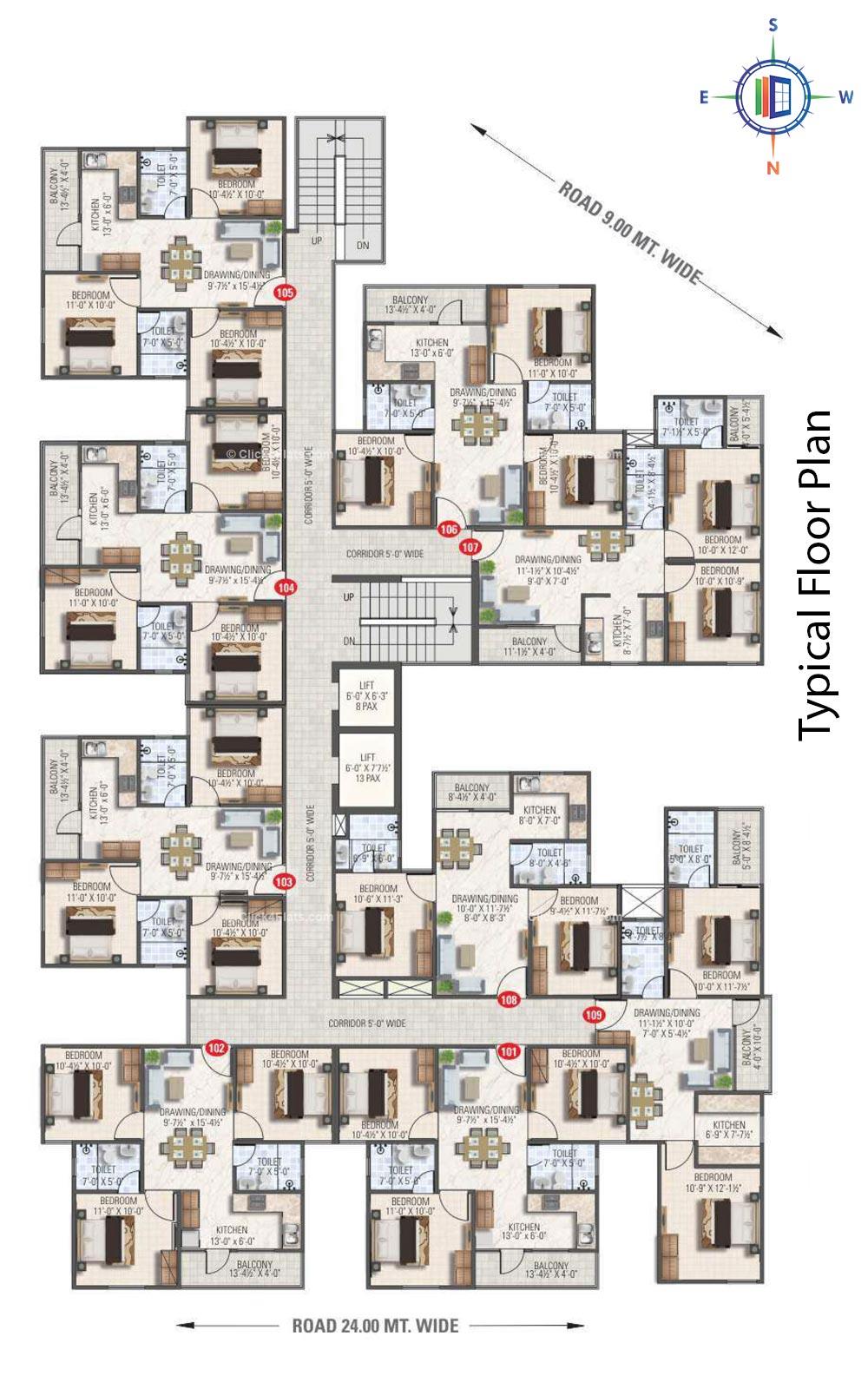 Sunshine Aditya Typical Floor Plan