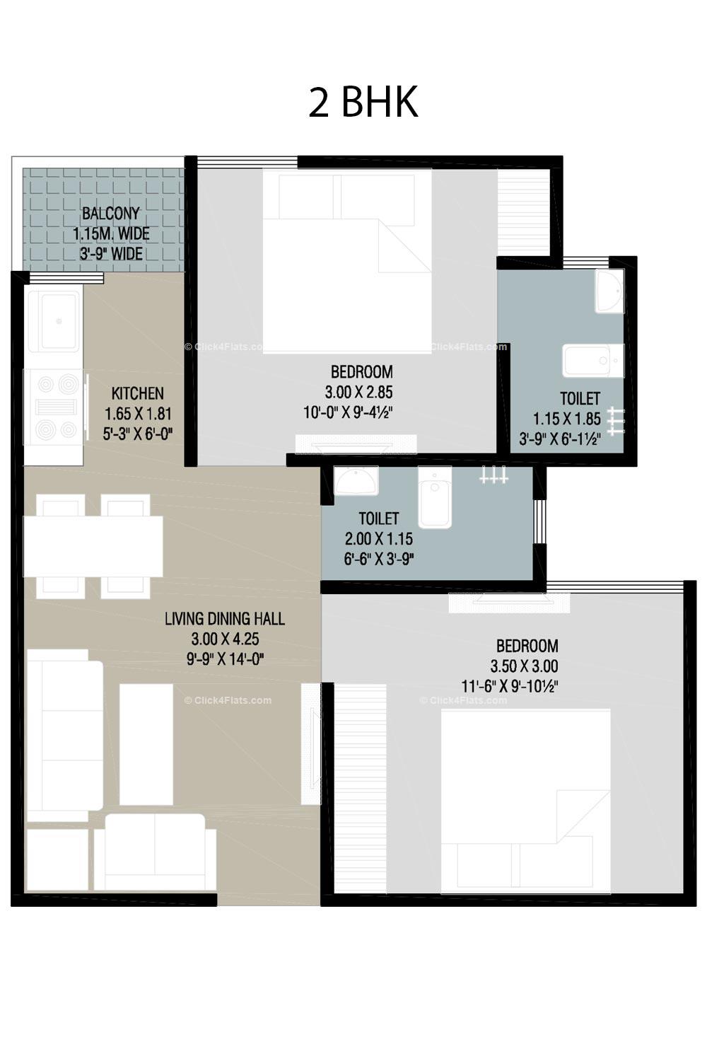 Ahana Smart Residency 2 BHK 