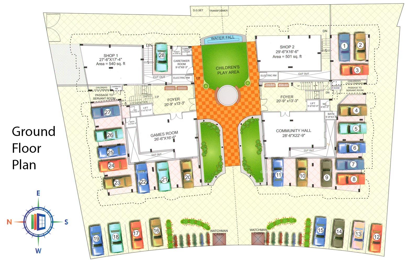 Akshat Residency Ground Floor Plan