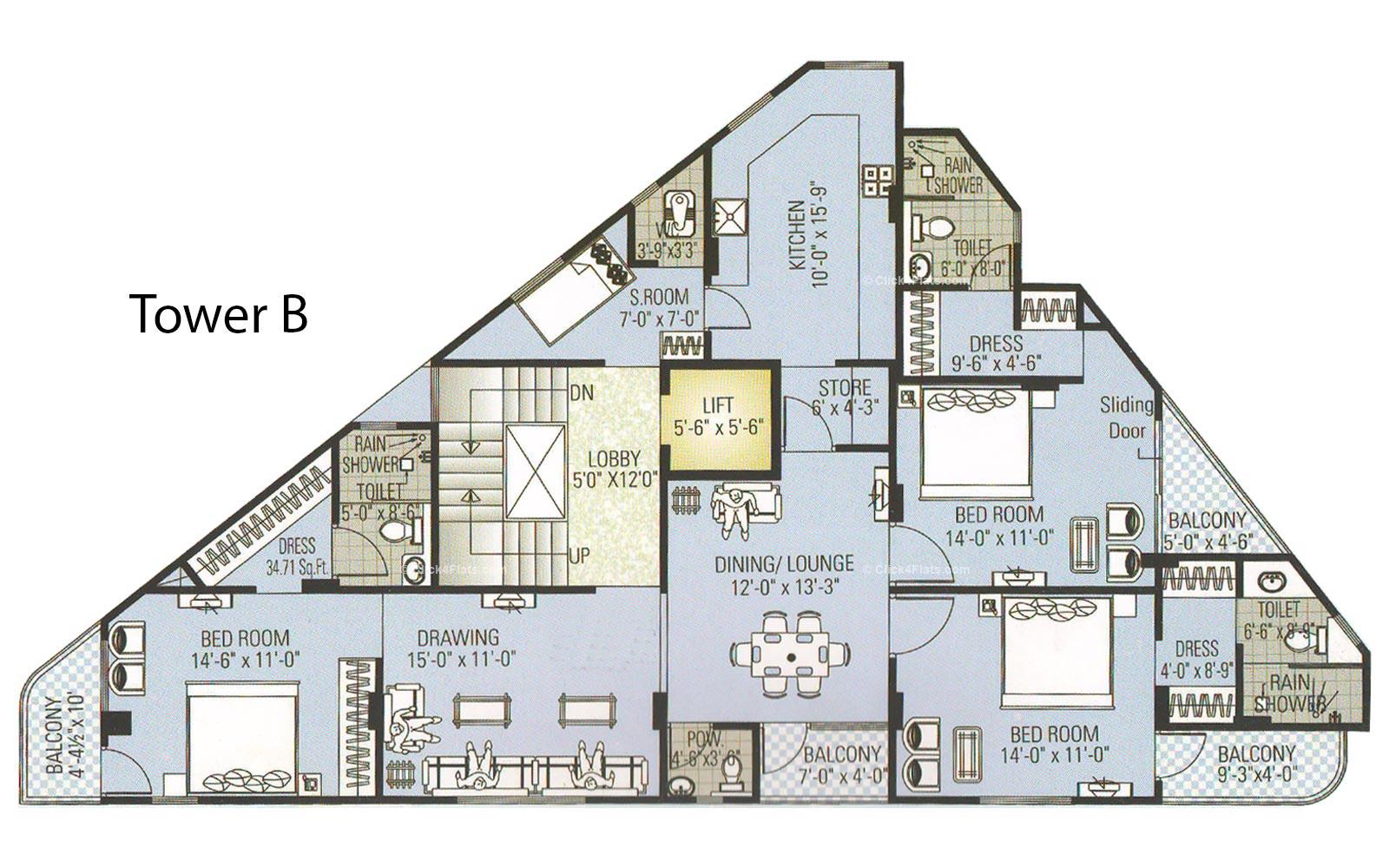 Amour Tower Typical Floor Plan (Tower B)