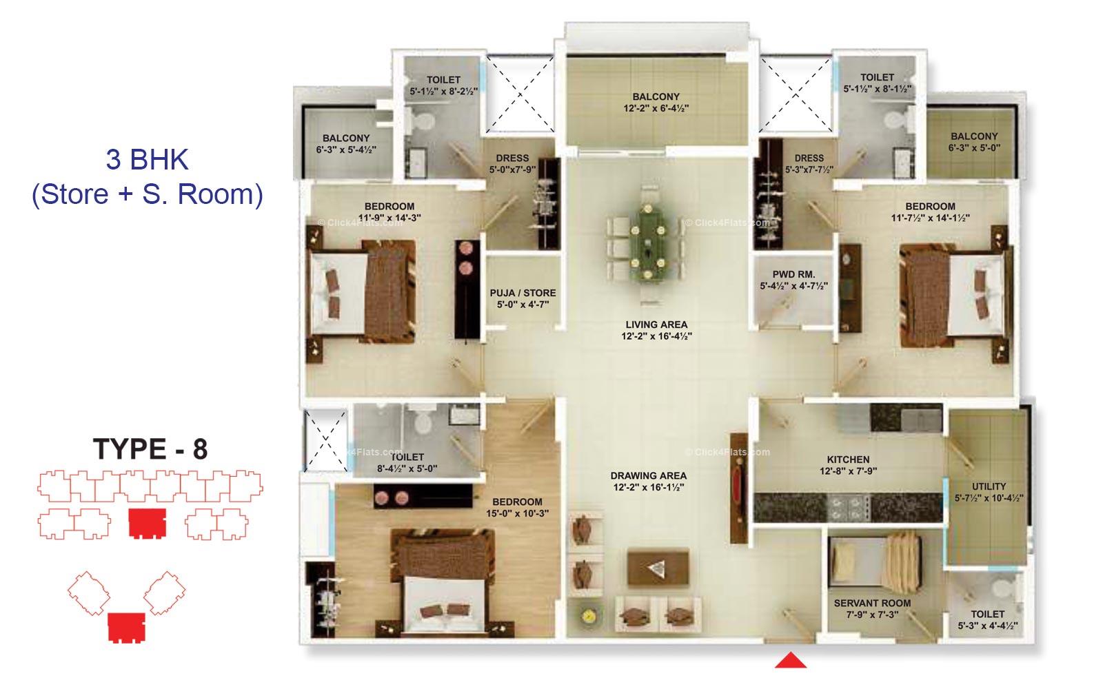 Cedar Luxuria 3 BHK 