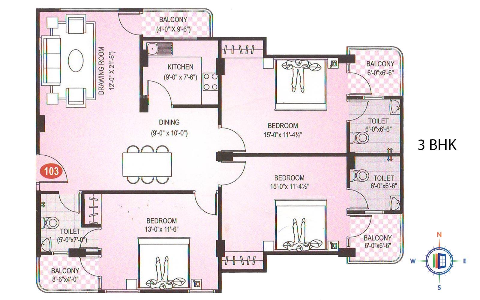 Diamond Residency 3 BHK 