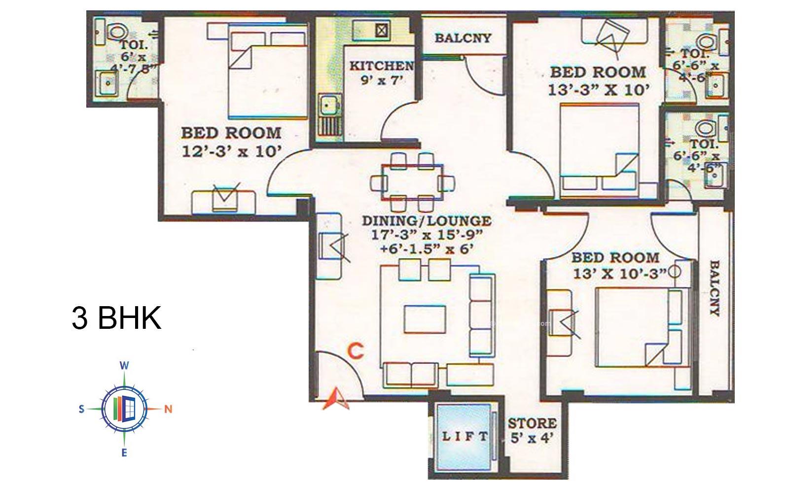 Embassy Park 3 BHK 