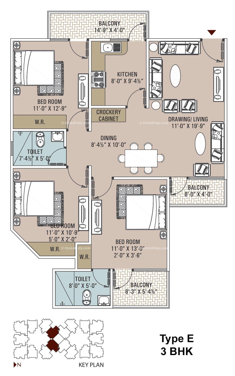 Unique Emporia 3 BHK 