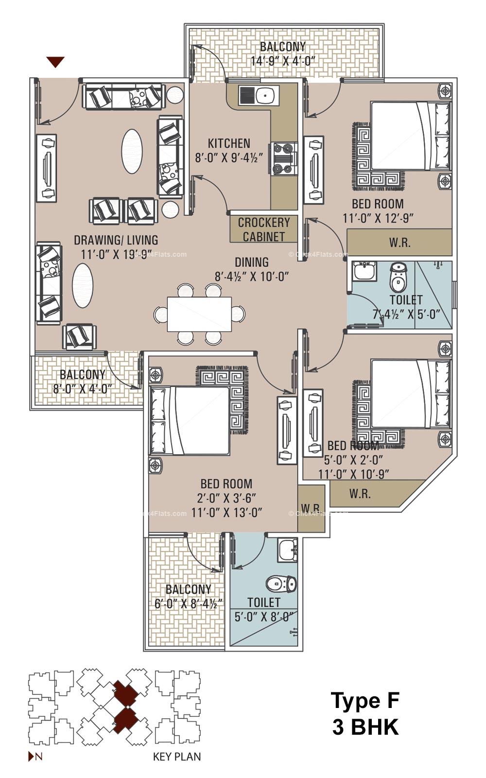 Unique Emporia 3 BHK 