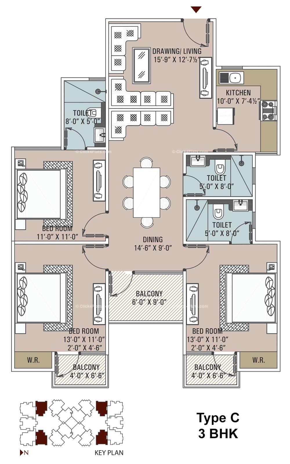 Unique Emporia 3 BHK 