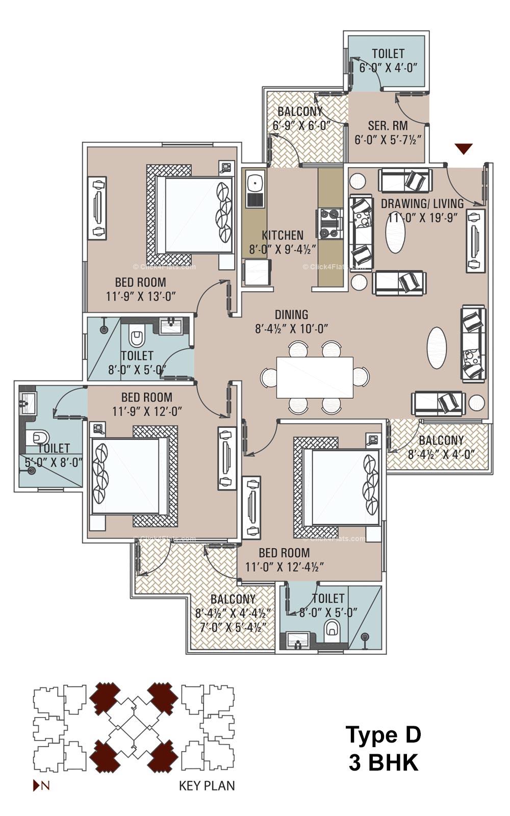 Unique Emporia 3 BHK 