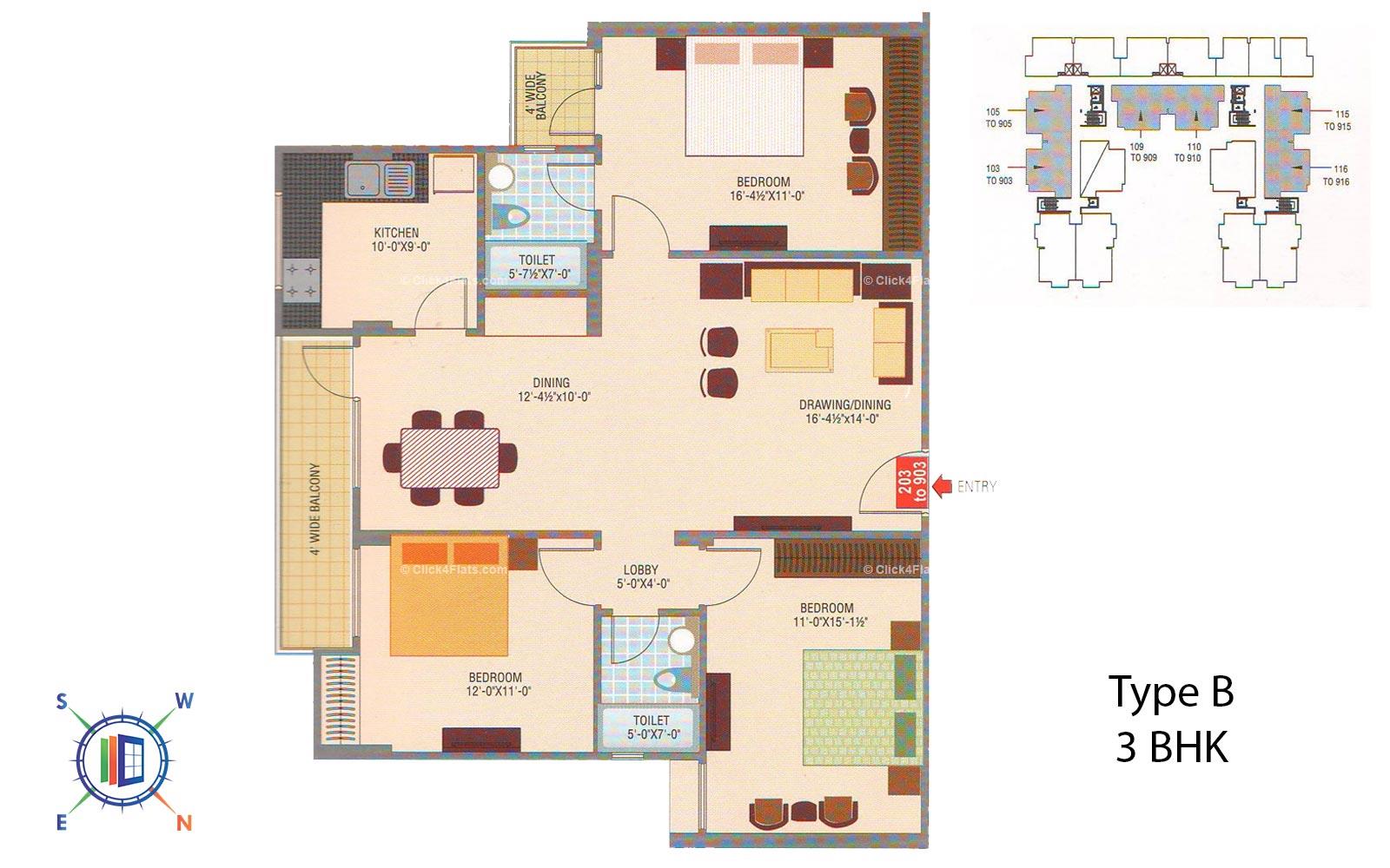 Euro Exotica 3 BHK 