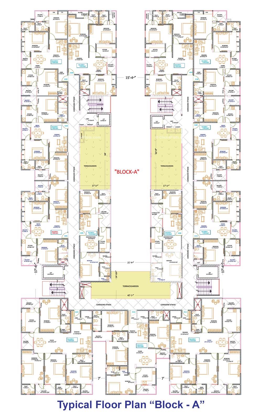 Exclusive 444 Typical Floor Plan Block-A