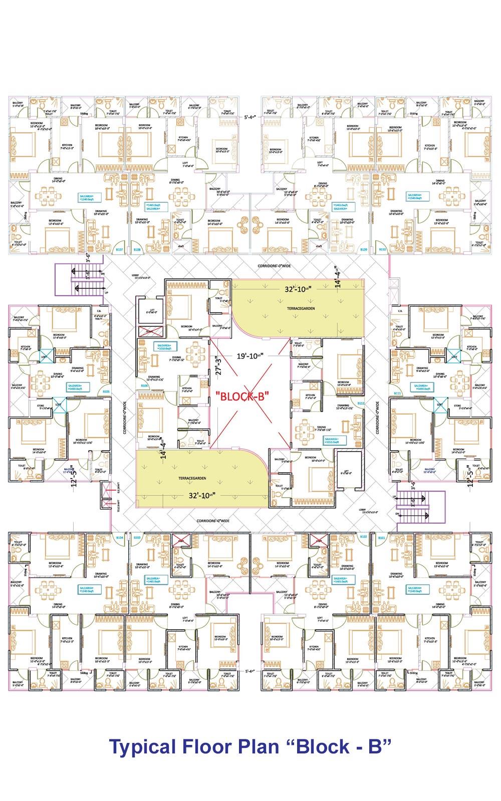 Exclusive 444 Typical Floor Plan Block-B