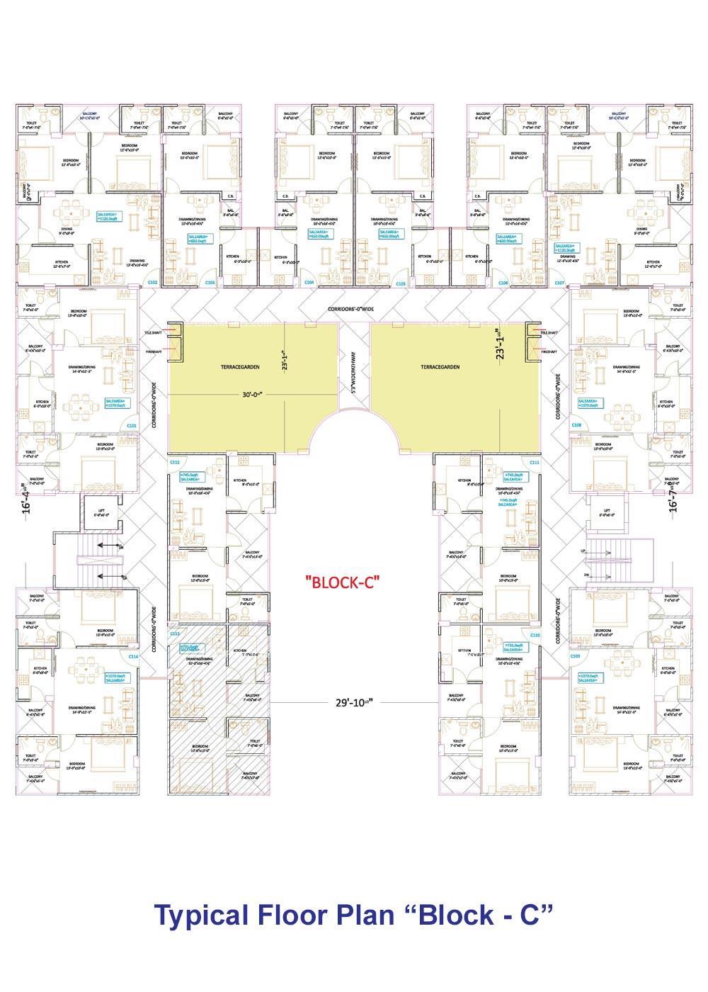 Exclusive 444 Typical Floor Plan Block-C