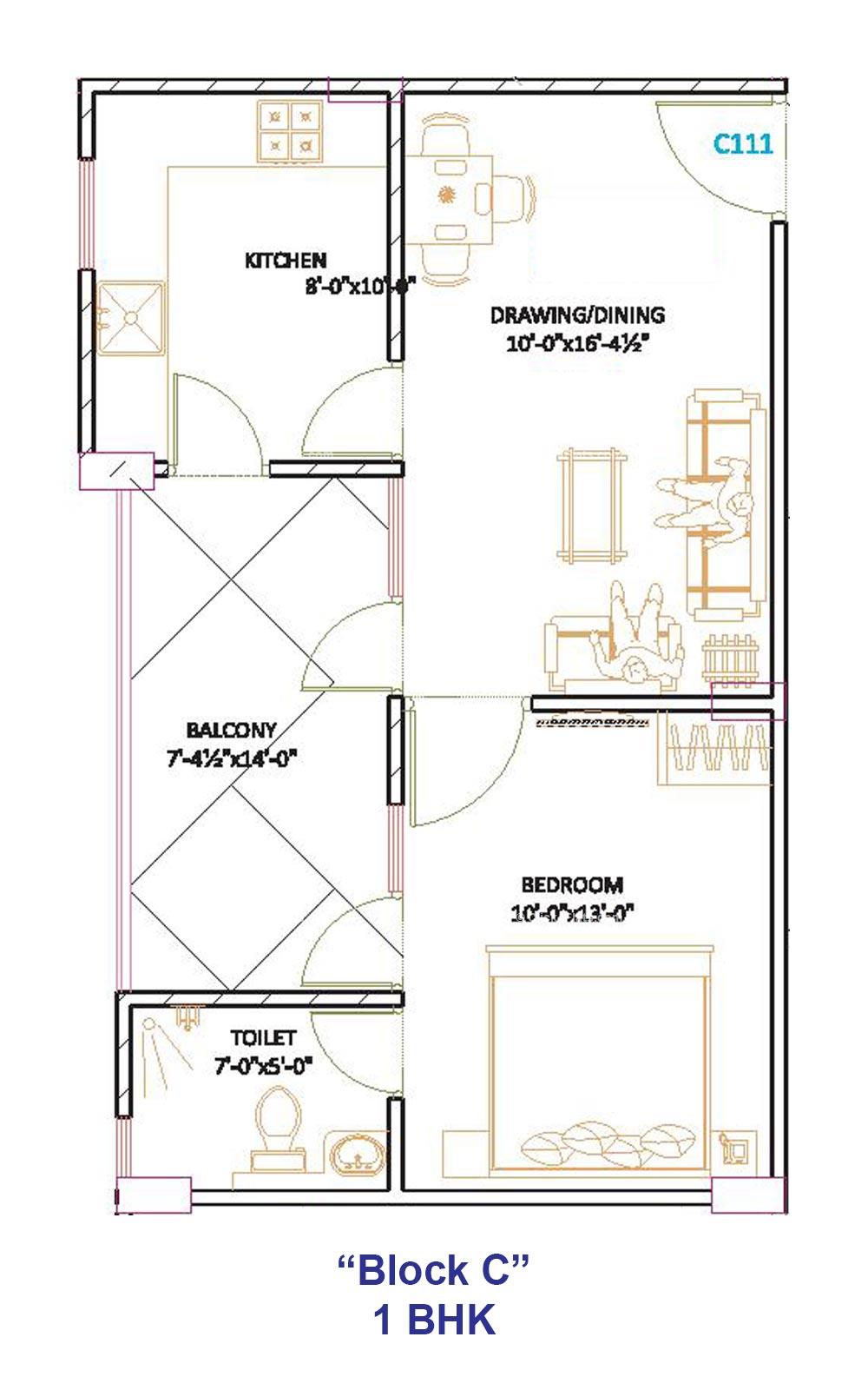 Exclusive 444 1 BHK 