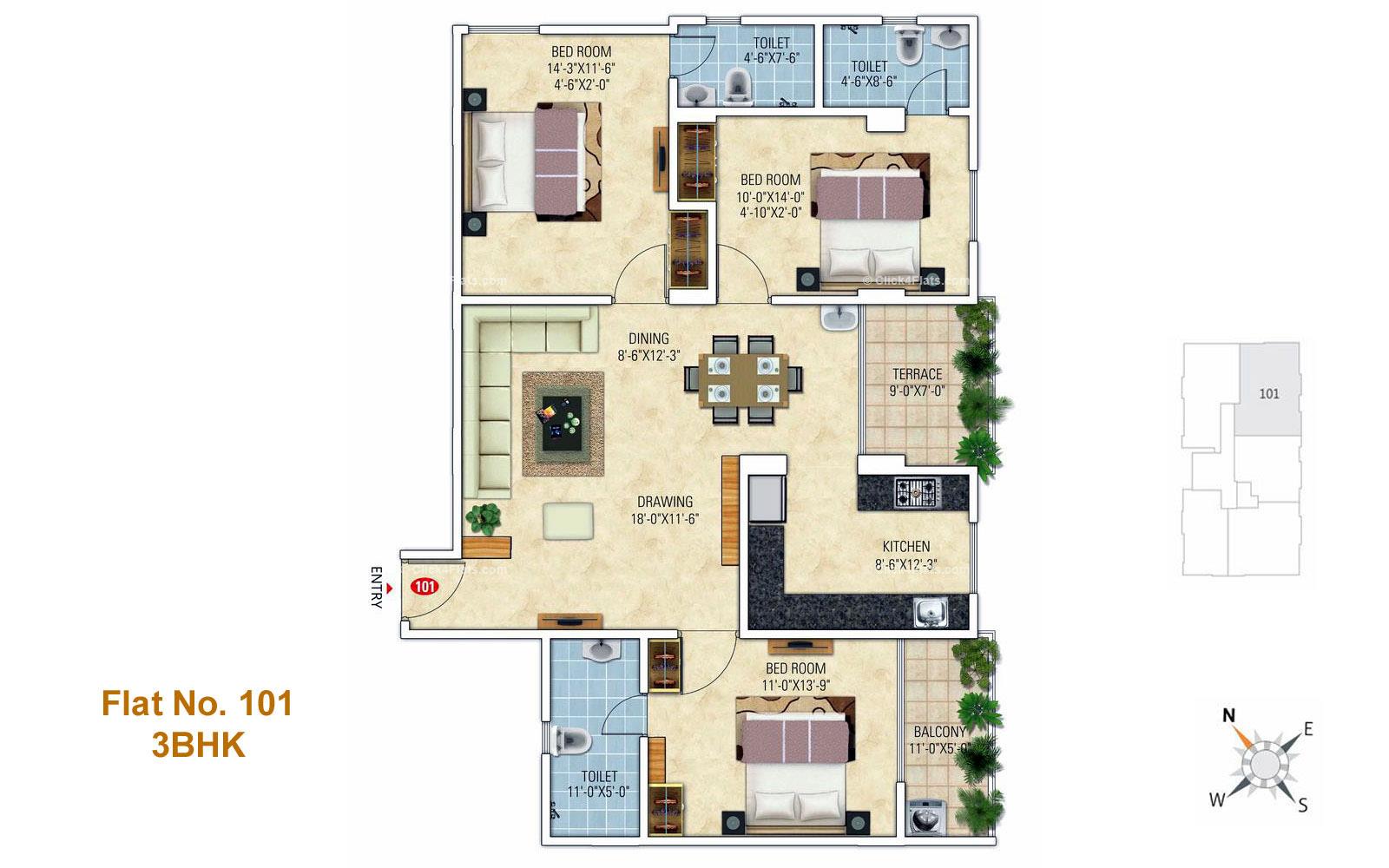 Royal Florence 3 BHK 