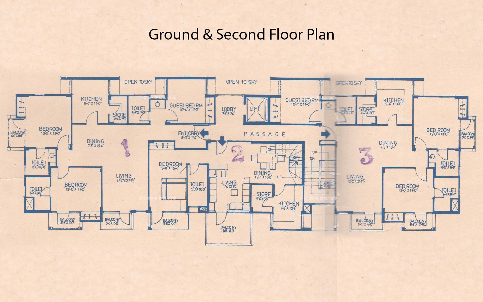 Giriraj Apartments Ground & Second Floor Plan