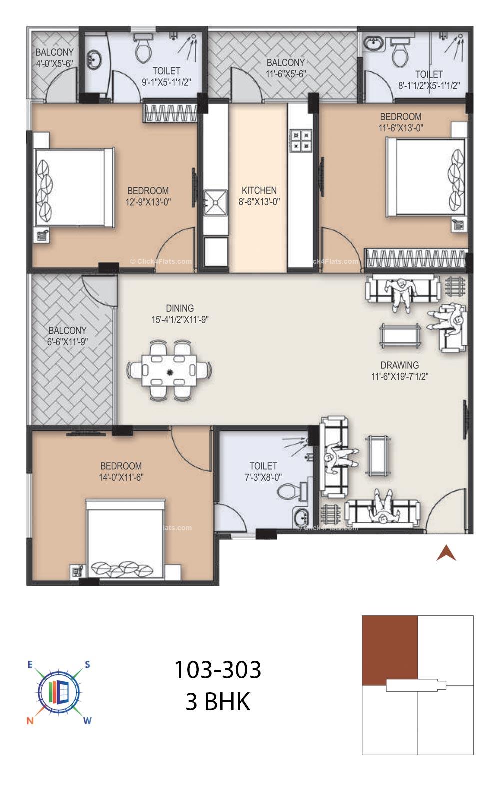 Kauls Gloria 3 BHK 