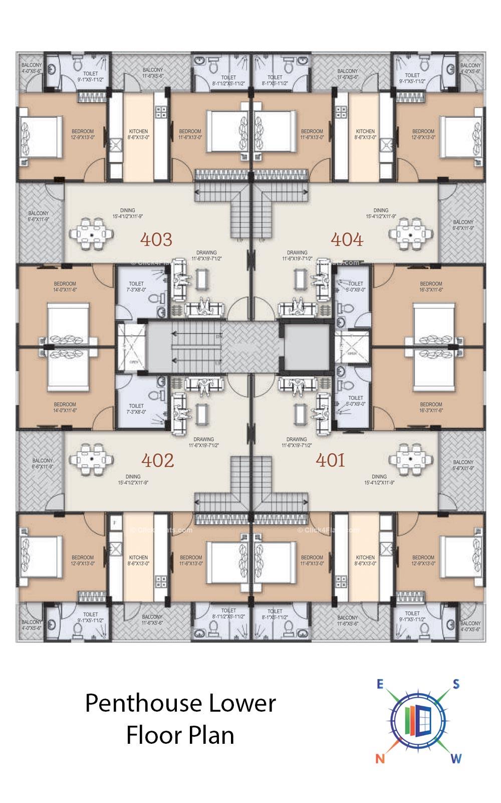 Kauls Gloria Penthouse Lower Floor Plan