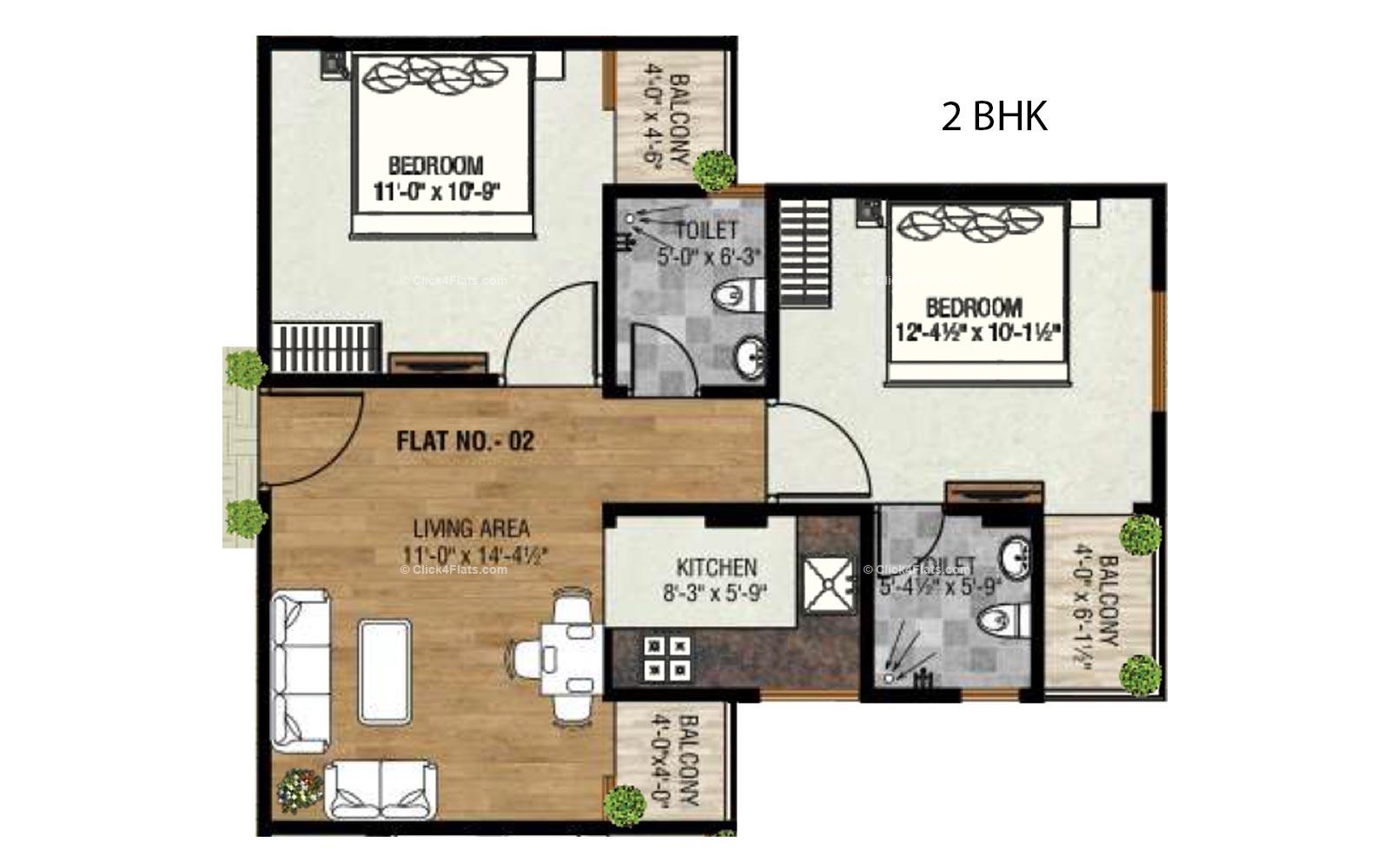 Golden Leaf 2 BHK 