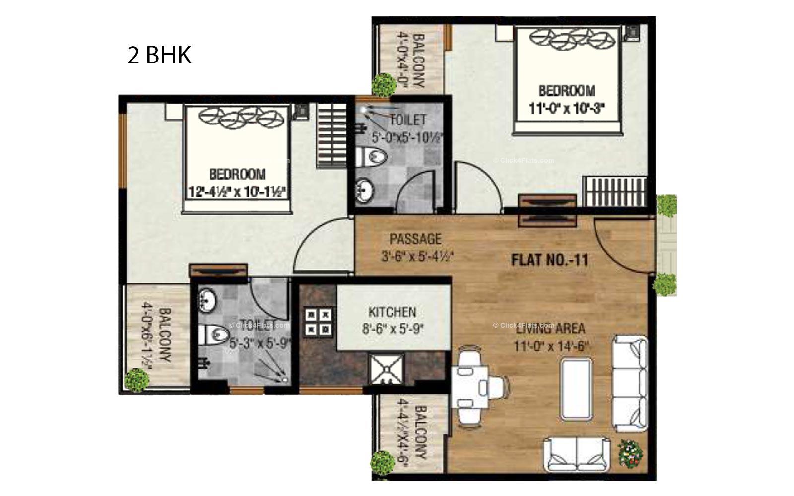 Golden Leaf 2 BHK 