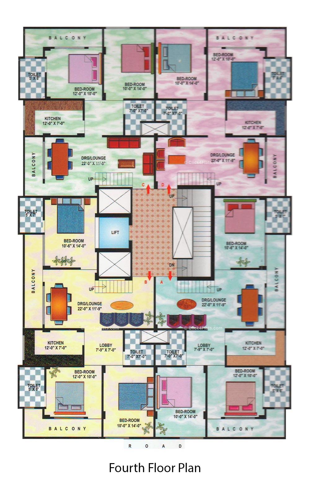 Golden Palace 4th Floor Plan (Lower Penthouse)