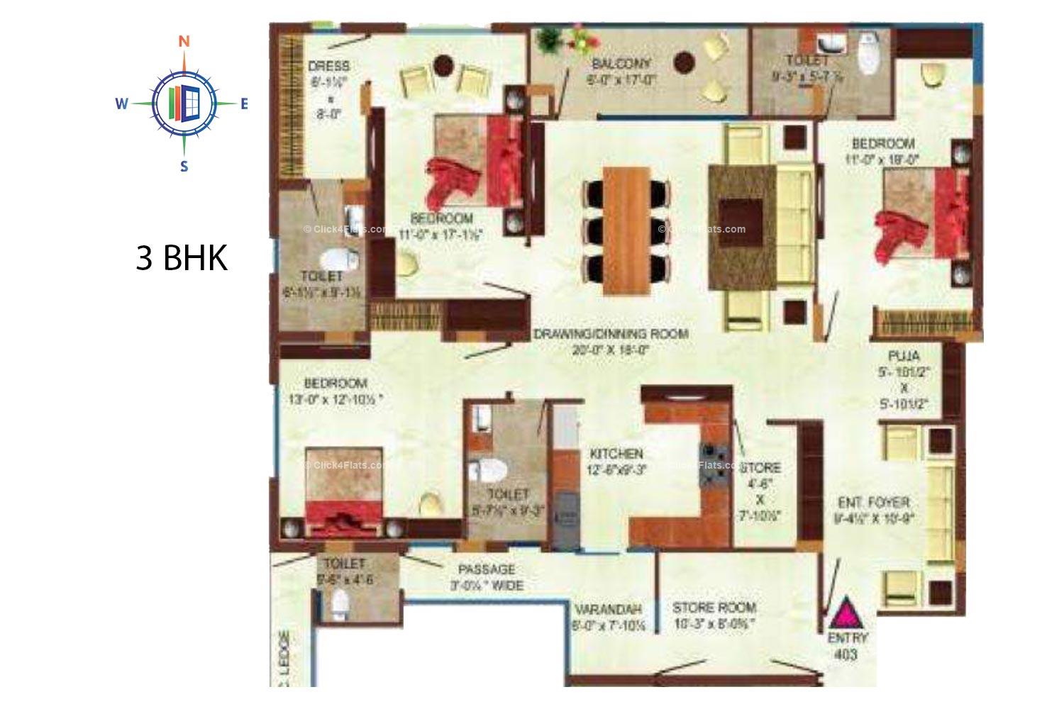 Gulmohar 3 BHK 