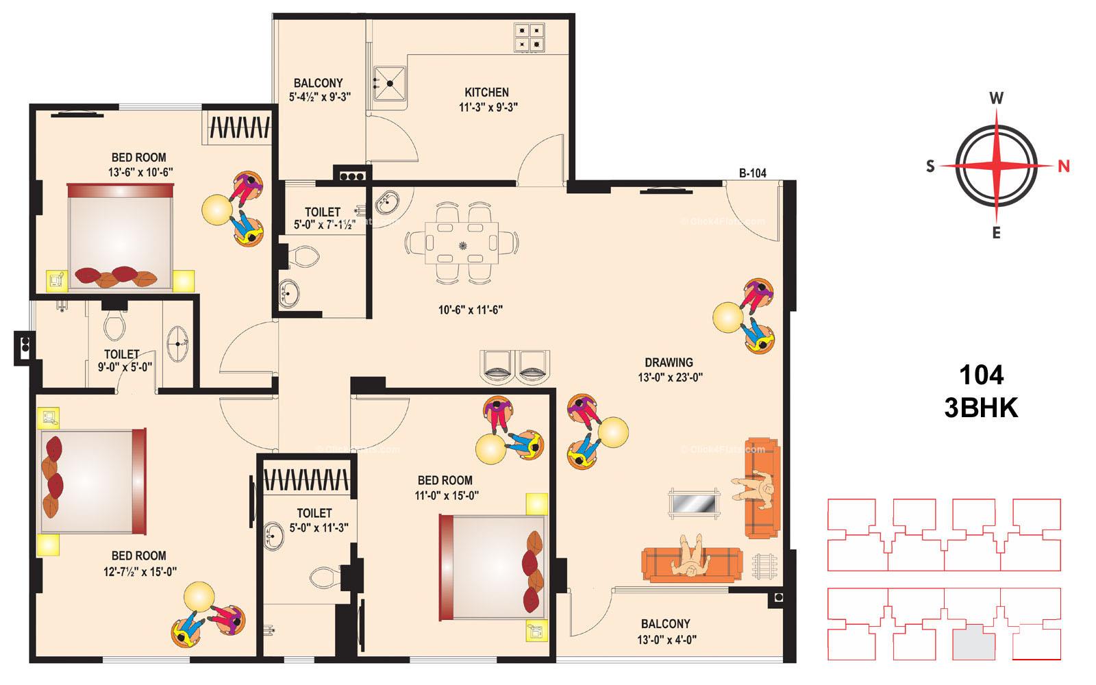GHP Indralok 3 BHK 