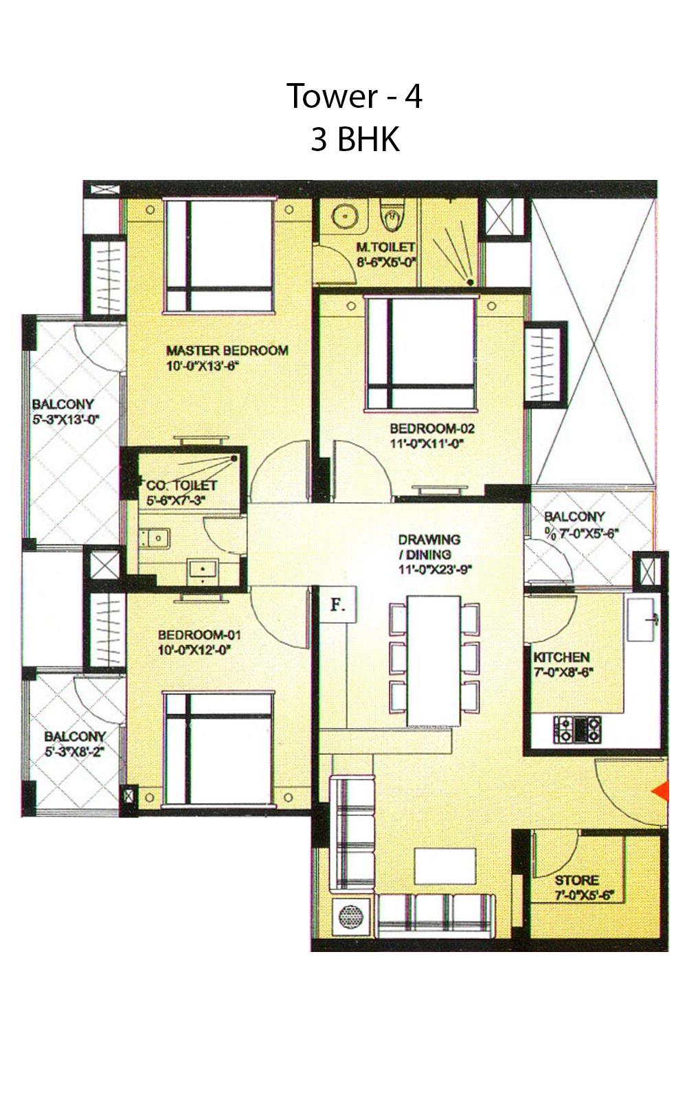 Iskcon Heights 3 BHK 