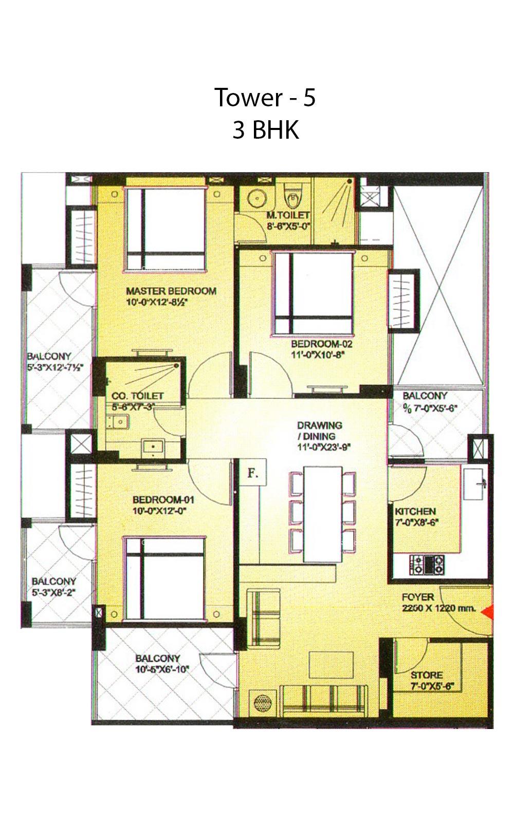 Iskcon Heights 3 BHK 